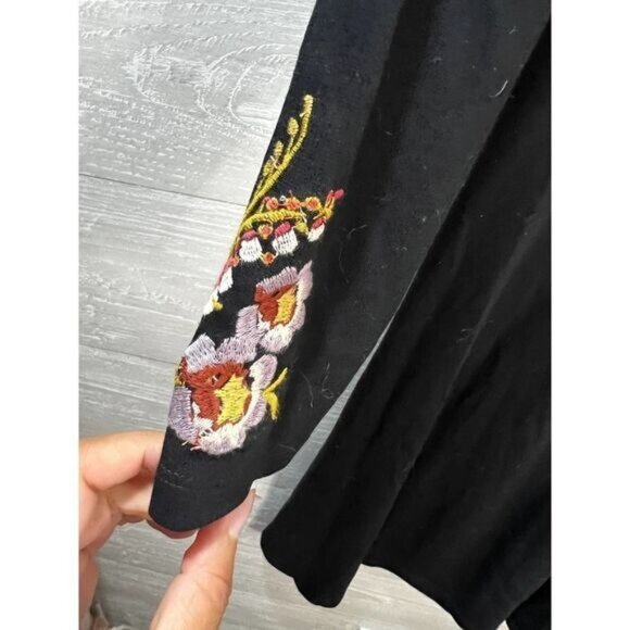 Loft Black Embroidery Fit And Flare Dress Size 0 - Picture 6 of 8